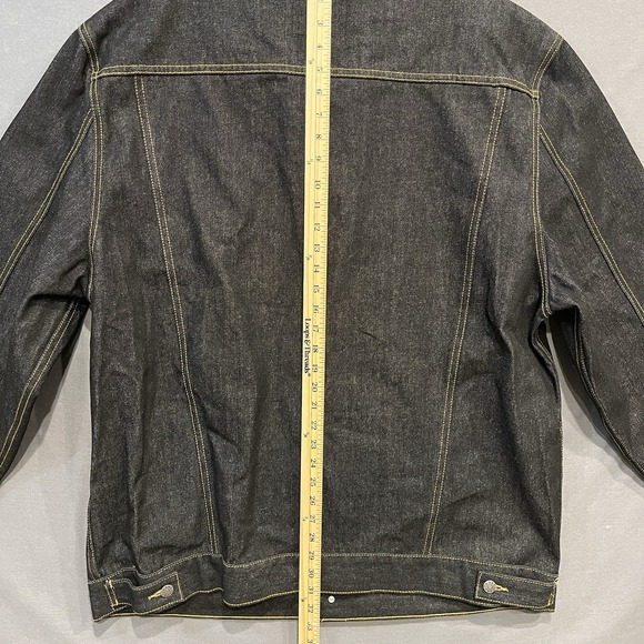 Denim Trucker Jacket Mens 4XL Blac Biker Grunge Trust Jeans Big & Tall Coat - Picture 7 of 8